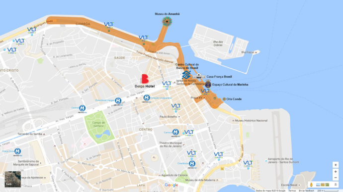 Mapa Centro do Rio com Belga Hotel